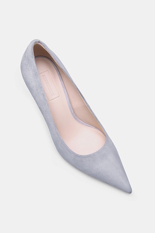 Туфли-лодочки на тонком каблуке, светло-серые
