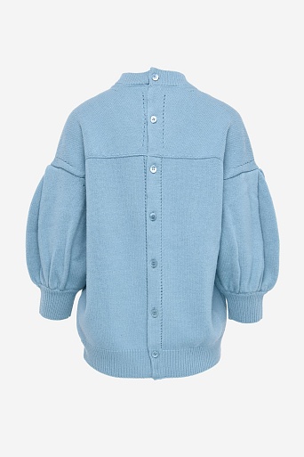 Джемпер из шерсти с рукавами-фонариками, голубой