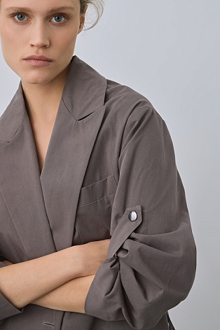 Плащ прямого кроя, коричневый