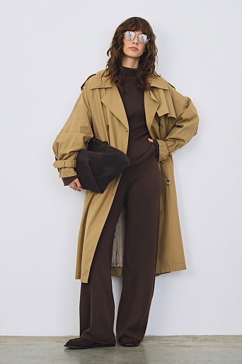 Трикотажный костюм из шерсти, шоколадный