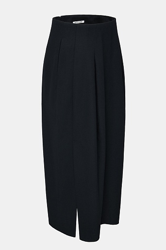 Юбка в складку с разрезом сбоку, черная