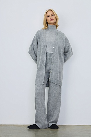 Свободные трикотажные брюки с кашемиром, светло-серые