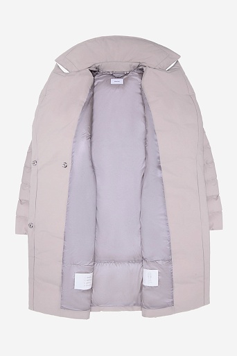 Пуховое пальто-кокон, пудровое
