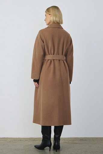 Пальто на поясе, коричневое
