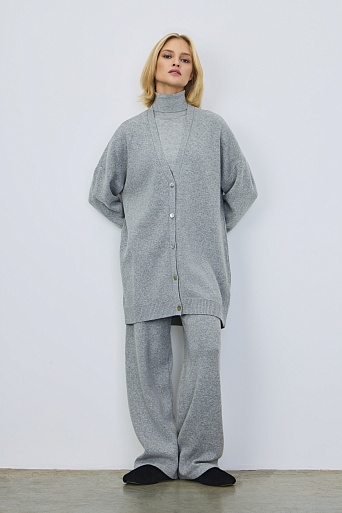 Длинный кардиган с кашемиром, светло-серый