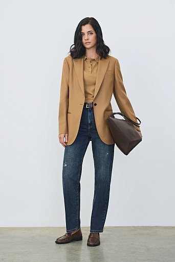 Зауженные джинсы с потертостями, темно-синие