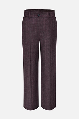 Прямые брюки, баклажановые в клетку MARIA