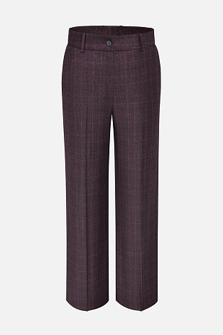 Прямые брюки, баклажановые в клетку M