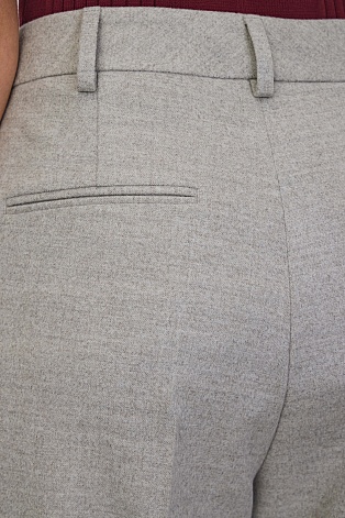 Прямые брюки из шерсти с кашемиром, серо-бежевые