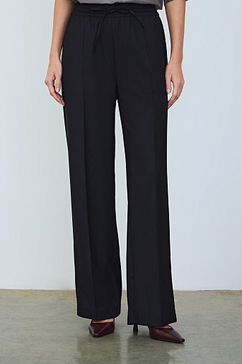 Прямые брюки на кулиске, черные