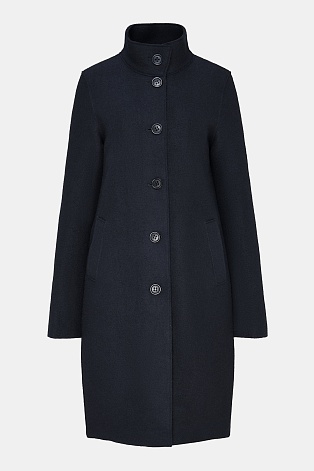 Пальто с воротником-стойкой, иссиня-черное