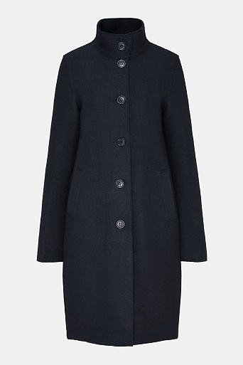 Пальто с воротником-стойкой, иссиня-черное