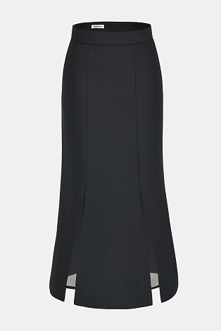 Юбка с расклешенным низом, черная