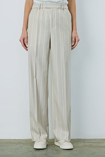 Прямые брюки в полоску на резинке, бежевые TAYLOR