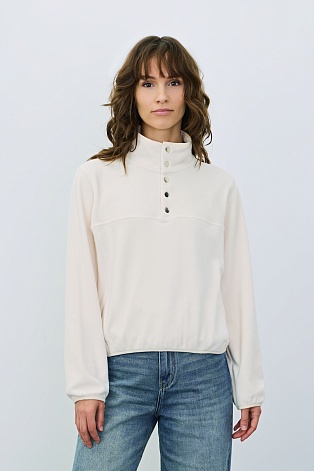 Флисовая олимпийка на кнопках, молочная