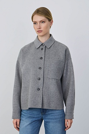 Куртка-рубашка из шерсти, серый меланж
