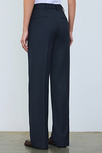 Прямые брюки со стрелками, темно-синие
