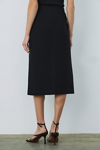 Юбка букле с ассиметричной застежкой, черная ALETTA