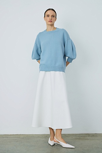 Джемпер из шерсти с рукавами-фонариками, голубой