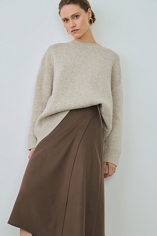 Хлопковый джемпер с кашемиром, бежевый меланж