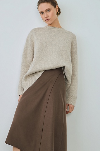 Хлопковый джемпер с кашемиром, бежевый меланж