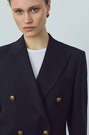 Жакет двубортный, цвет темно-синий LEILA