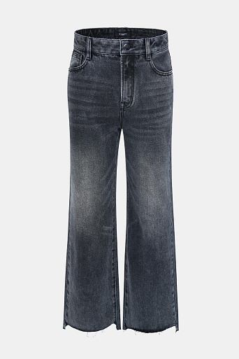 Джинсы bootcut с необработанным краем, темно-серые
