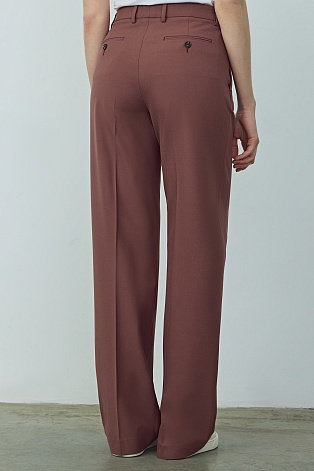 Прямые костюмные брюки со стрелками, темно-розовые L