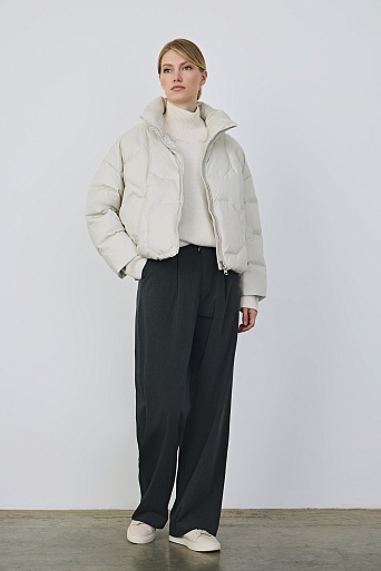 Укороченная куртка на молнии, молочная