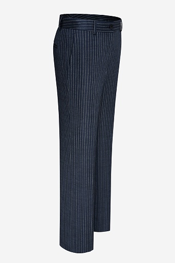 Прямые брюки в полоску, темно-синие MARIA