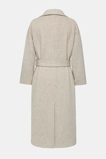 Пальто с воротником-стойкой и кокеткой, цвет овсяное молоко