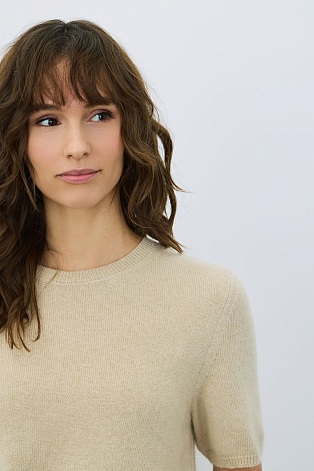 Джемпер с коротким рукавом, песочный