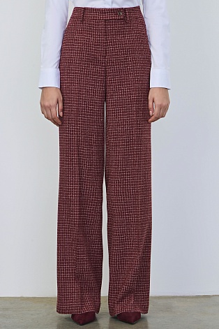 Прямые свободные брюки в белую клетку ELEANOR