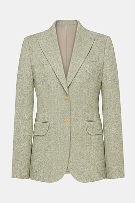 Жакет в елочку на двух пуговицах, фисташковый