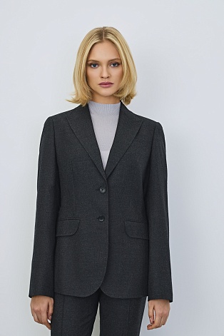 Жакет на двух пуговицах, темно-серый меланж