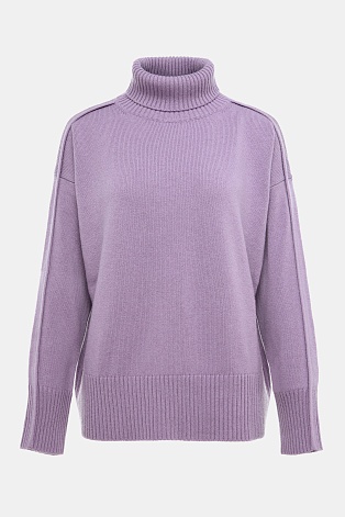 Свитер с декоративными швами с кашемиром, лавандовый