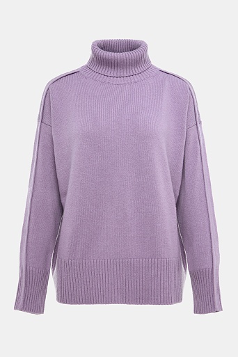 Свитер с декоративными швами с кашемиром, лавандовый