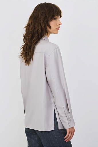 Блуза из тонкой смесовой шерсти, цвет стальной