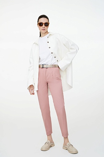 Лососевые брюки с отворотами