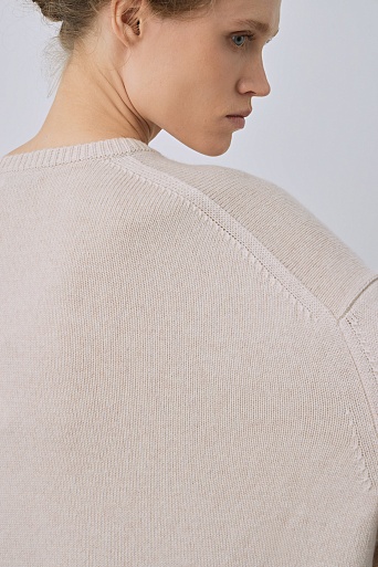 Кашемировый джемпер-оверсайз, кремовый