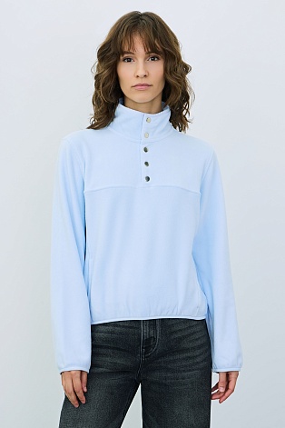 Флисовая олимпийка на кнопках, нежно-голубая