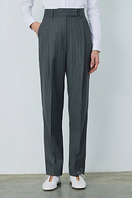 Прямые брюки в тонкую полоску, серые