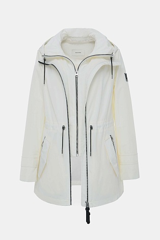 Удлиненная ветровка с капюшоном, молочная