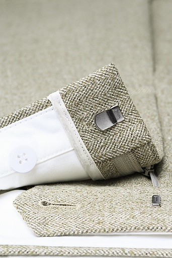 Прямые свободные брюки в елочку, фисташковые