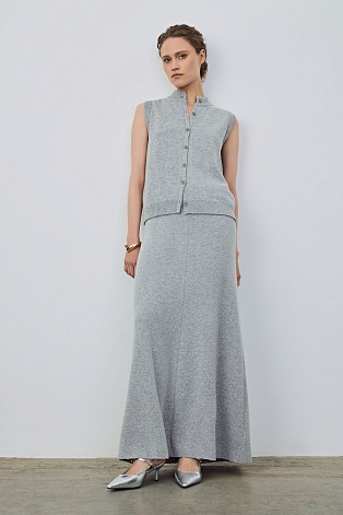 Трикотажный кардиган без рукавов, серый