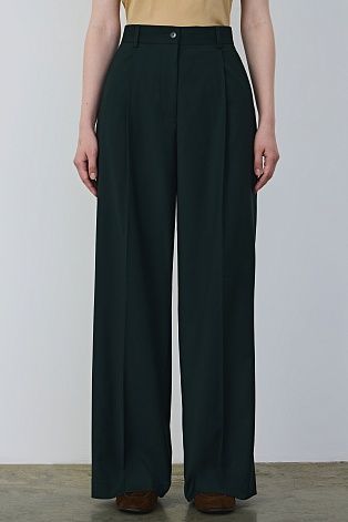 Широкие брюки со стрелками, изумрудные A