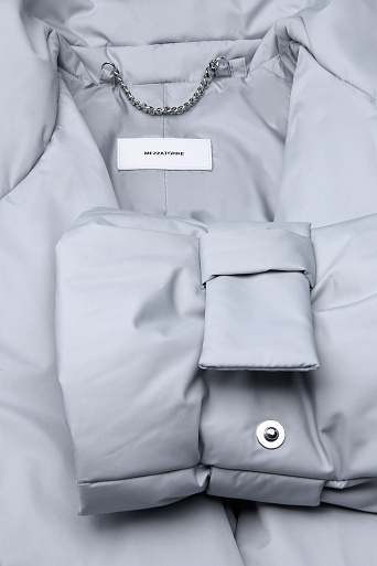 Пальто на поясе, серо-голубое