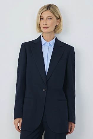 Пиджак на одной пуговице, цвет темно-синий M
