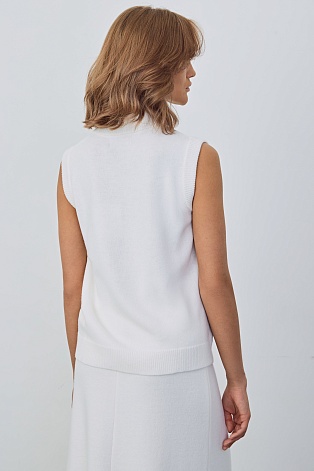 Трикотажный кардиган без рукавов, белый