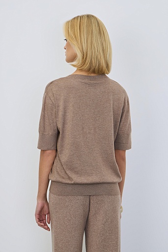 Джемпер из хлопка с коротким рукавом, светло-коричневый